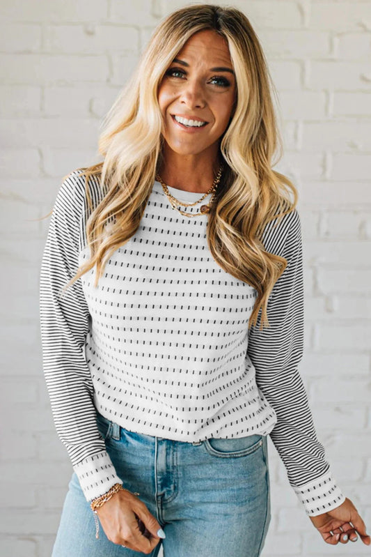 Easy Patchwork Stripe Raglan Top | S-XL