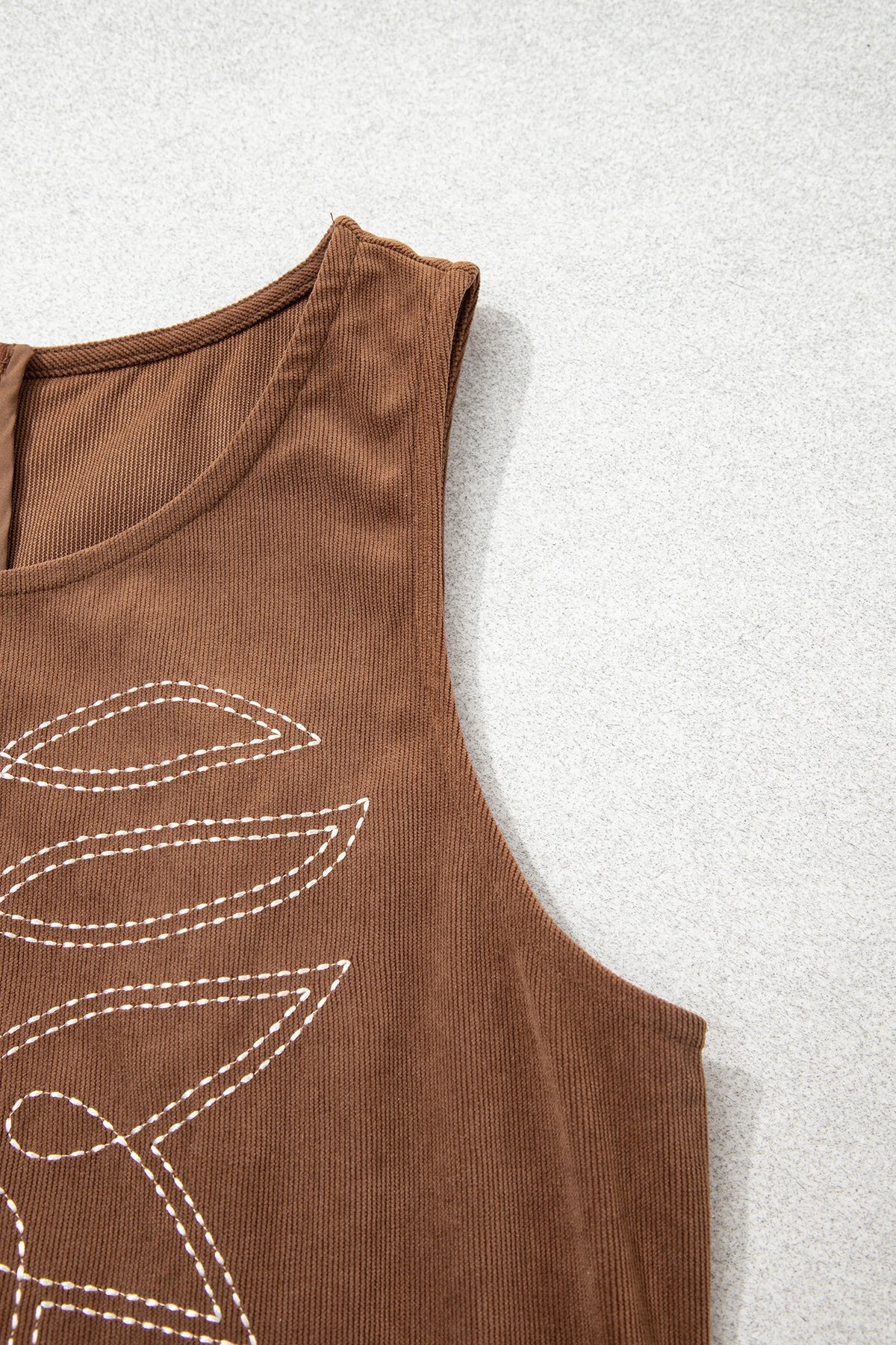 Geometric Stitch Corduroy Mini Dress | S-XL