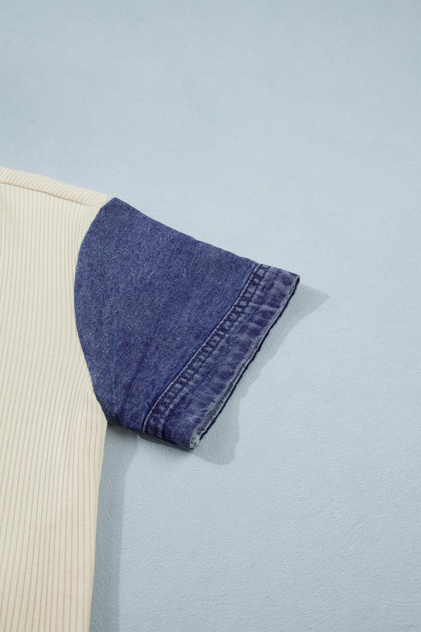Ribbed Denim Patch Shirt | S-XL