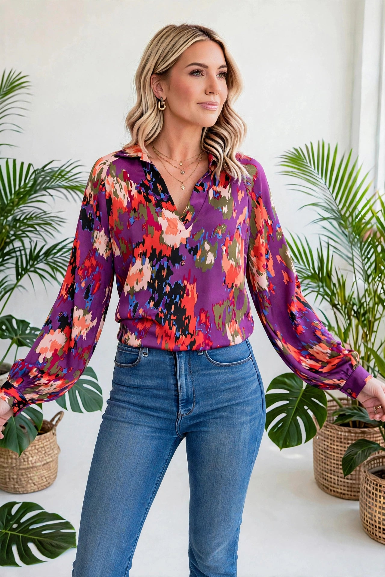 Graffiti Puff Sleeve Blouse