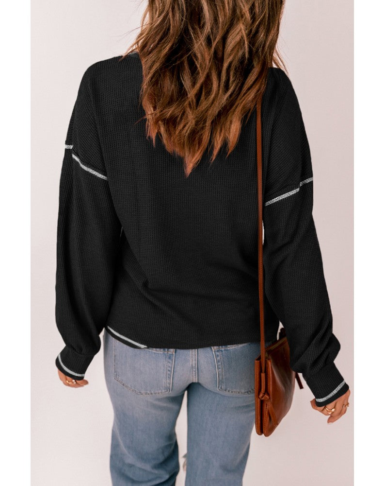 Contrast Stitching Trim Pullover