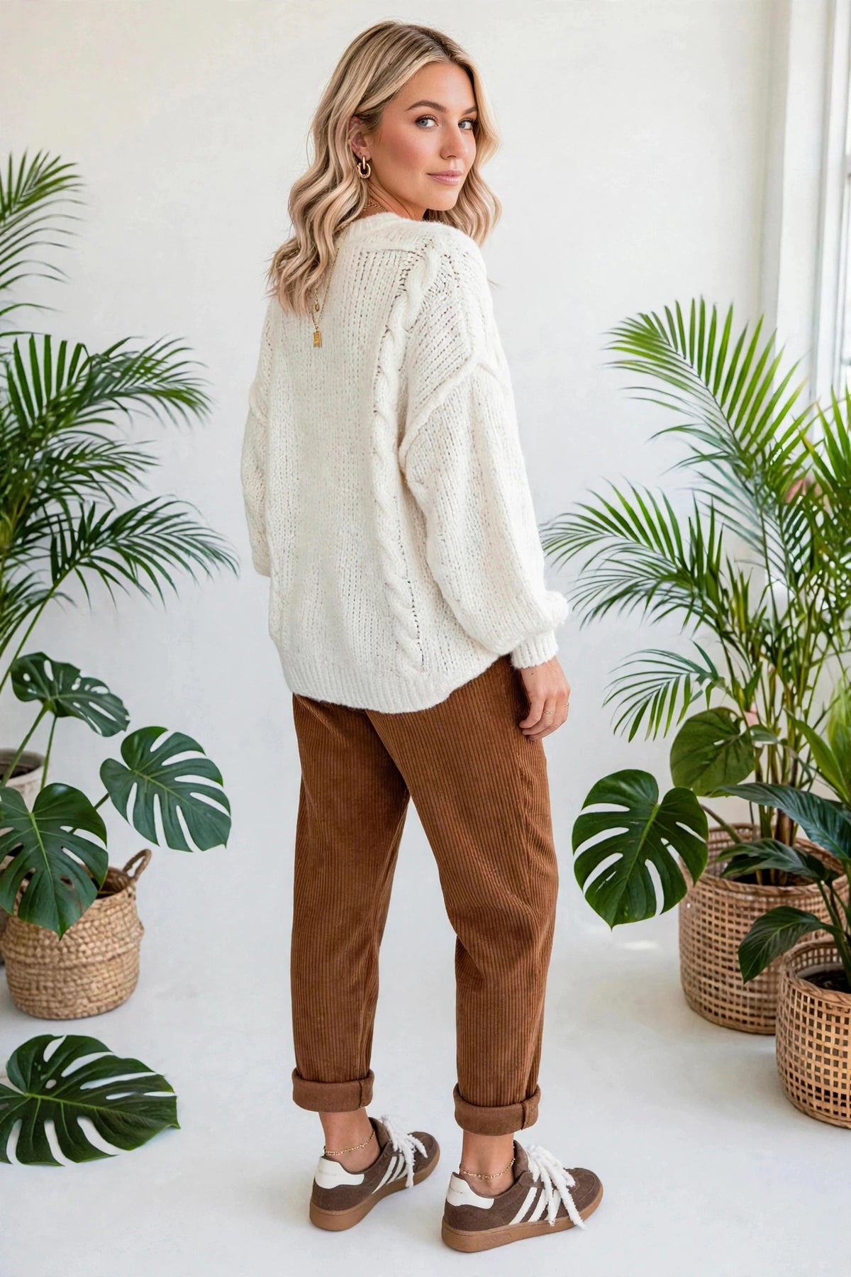 Cozy Season Babe Elastic Waist Corduroy Pants with Pockets | S-XL