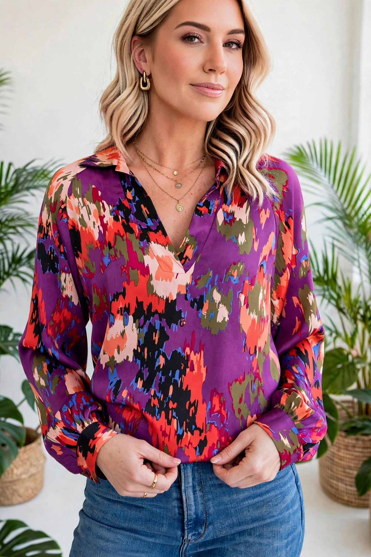 Graffiti Puff Sleeve Blouse