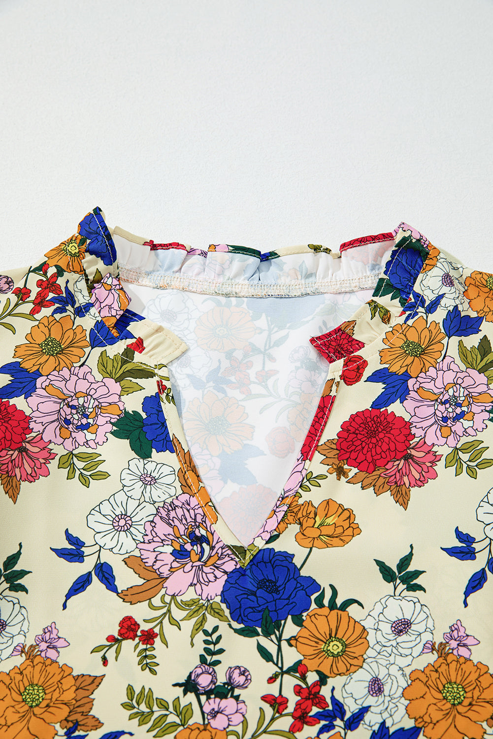 Shoulder Charm Ruffle Floral Blouse | S-XL
