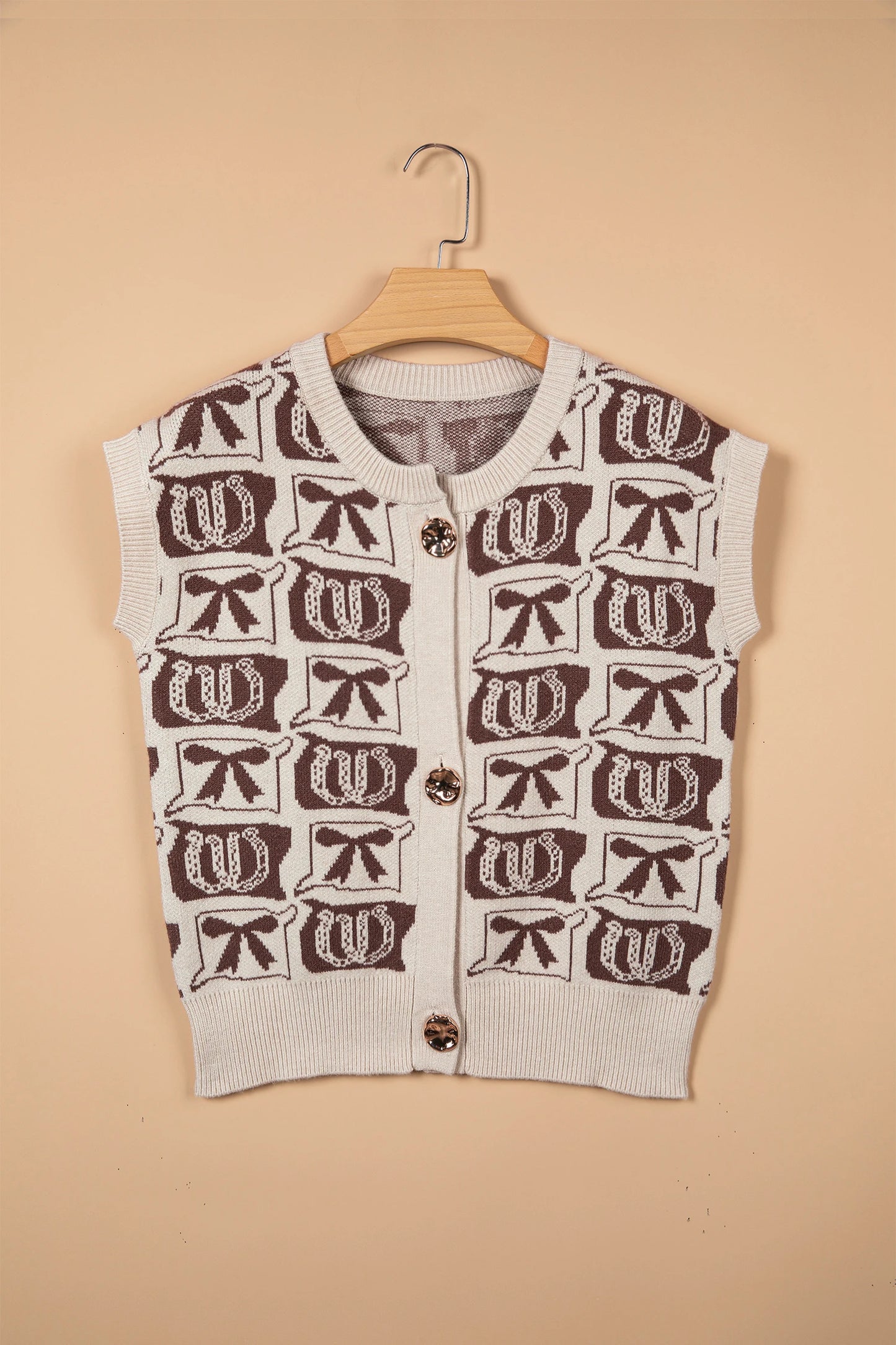 Western Horseshoe Bow Knit Sweater Vest | S-XL