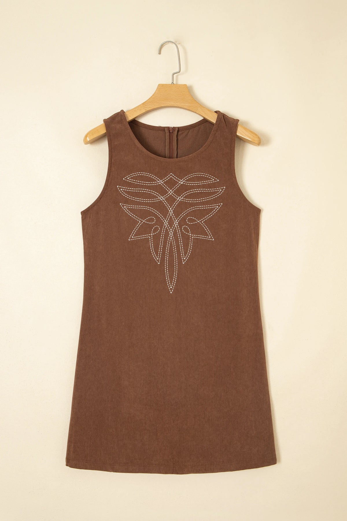 Geometric Stitch Corduroy Mini Dress | S-XL