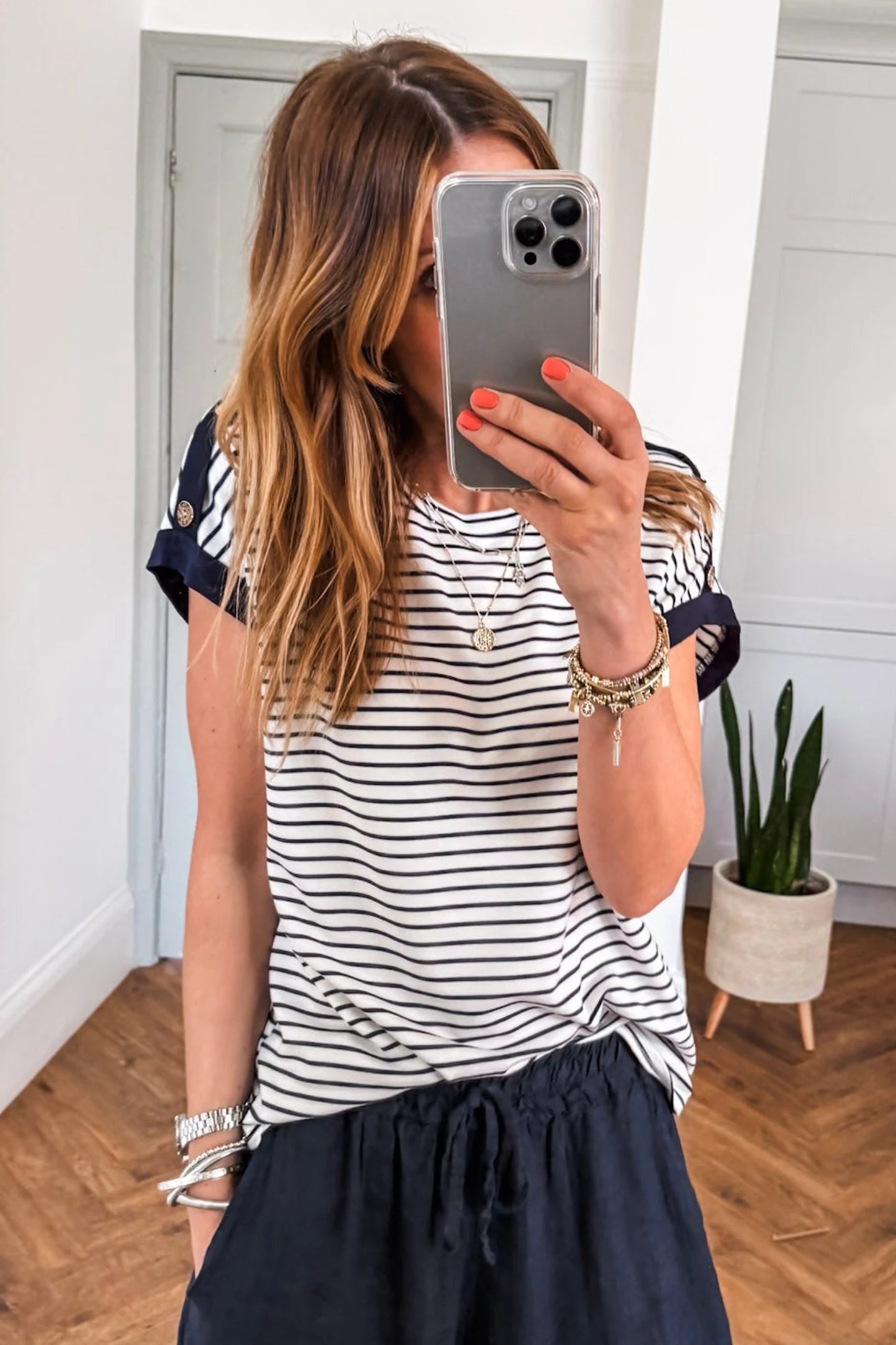 Coastal Stripe Button-Cuff Top | S-XL