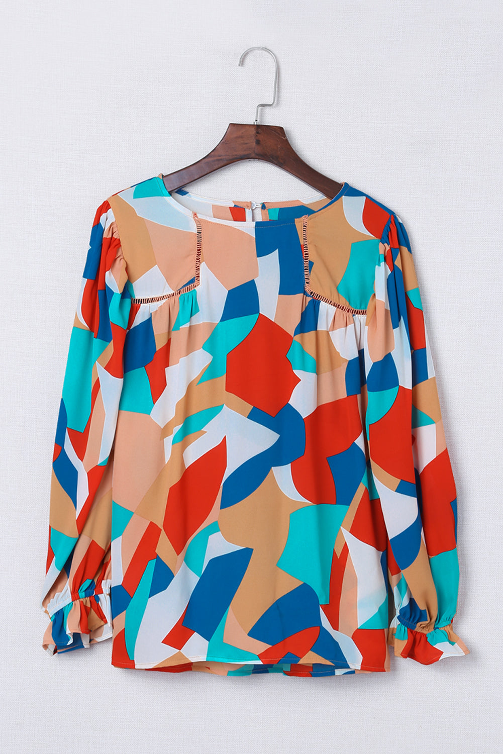 Abstract Ruffled Sleeve Blouse