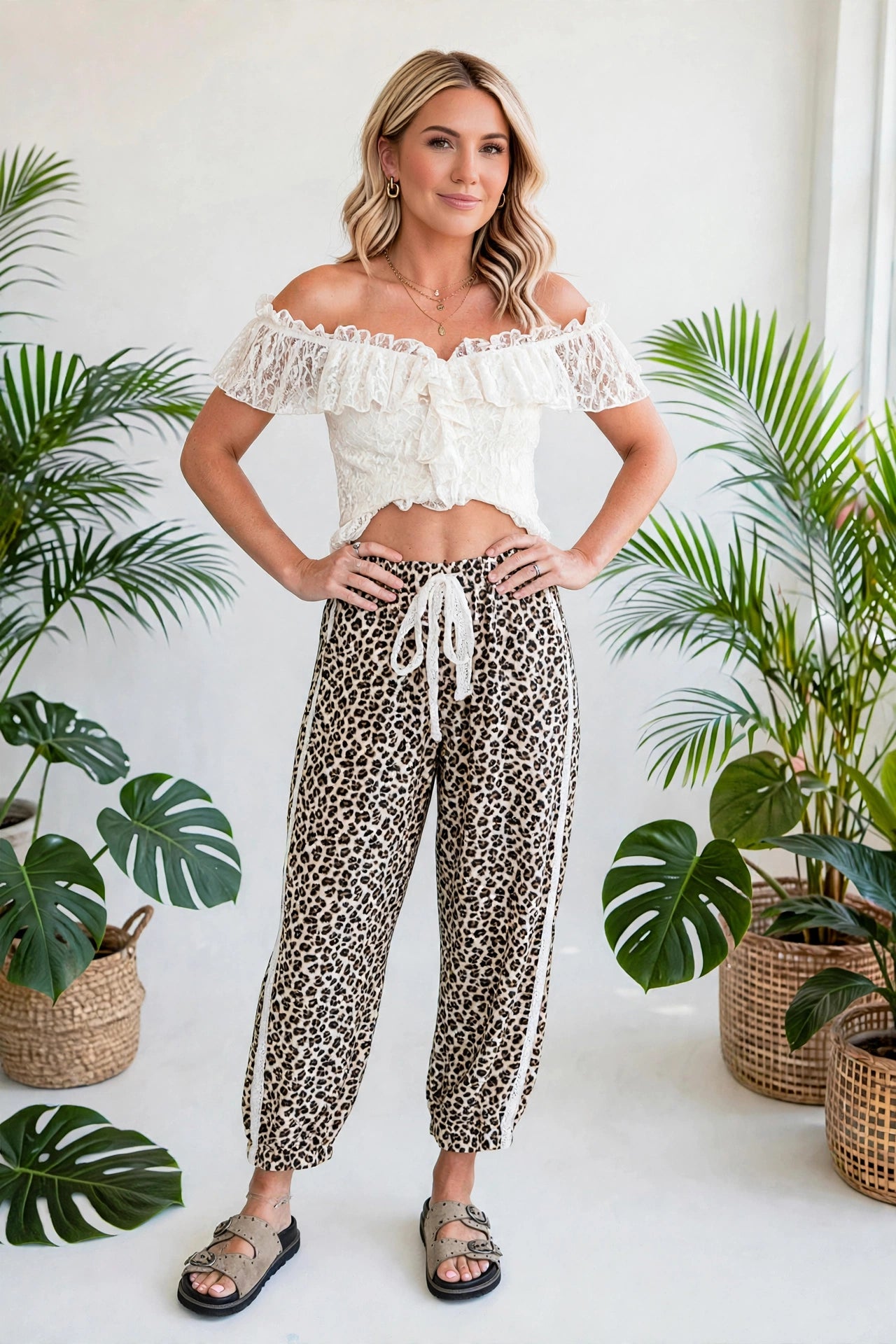 Leopard Print Ankle-Length Pants | S-XL