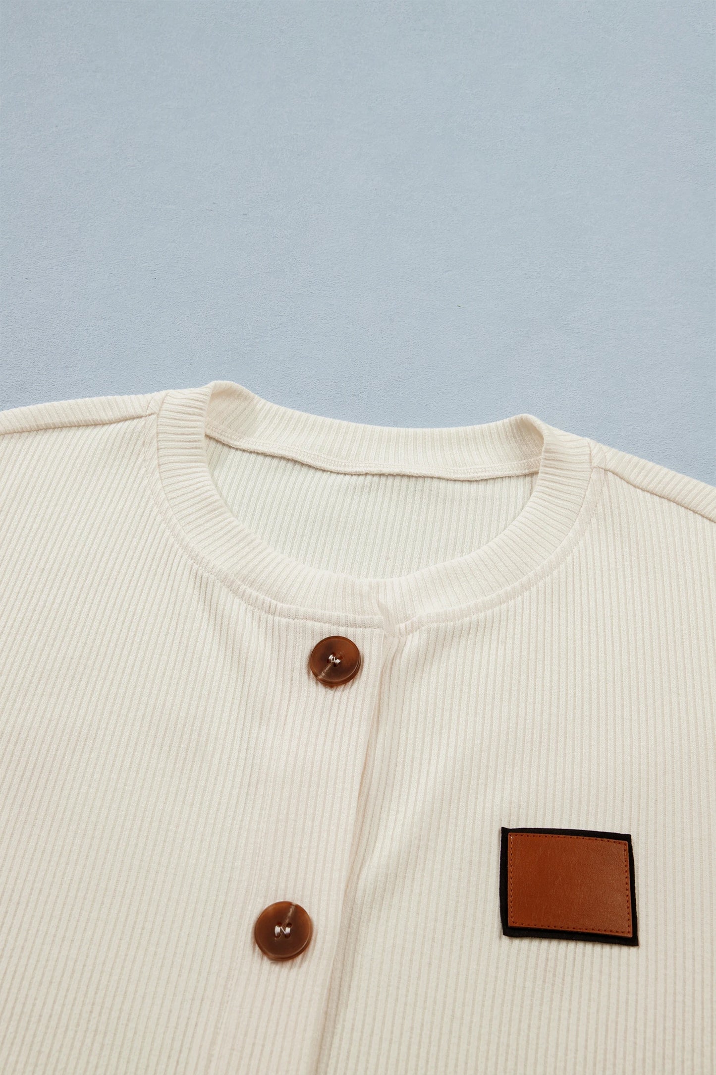 Ribbed Denim Patch Shirt | S-XL