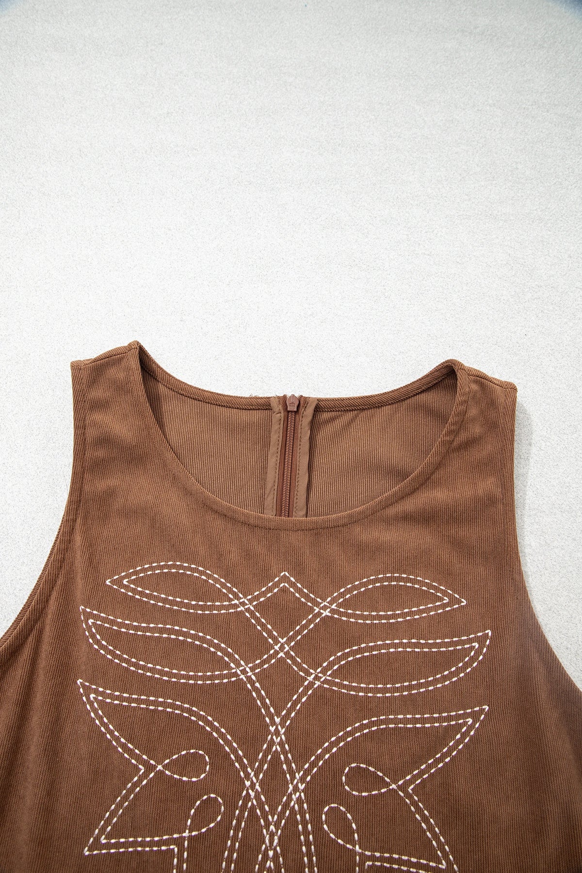 Geometric Stitch Corduroy Mini Dress | S-XL