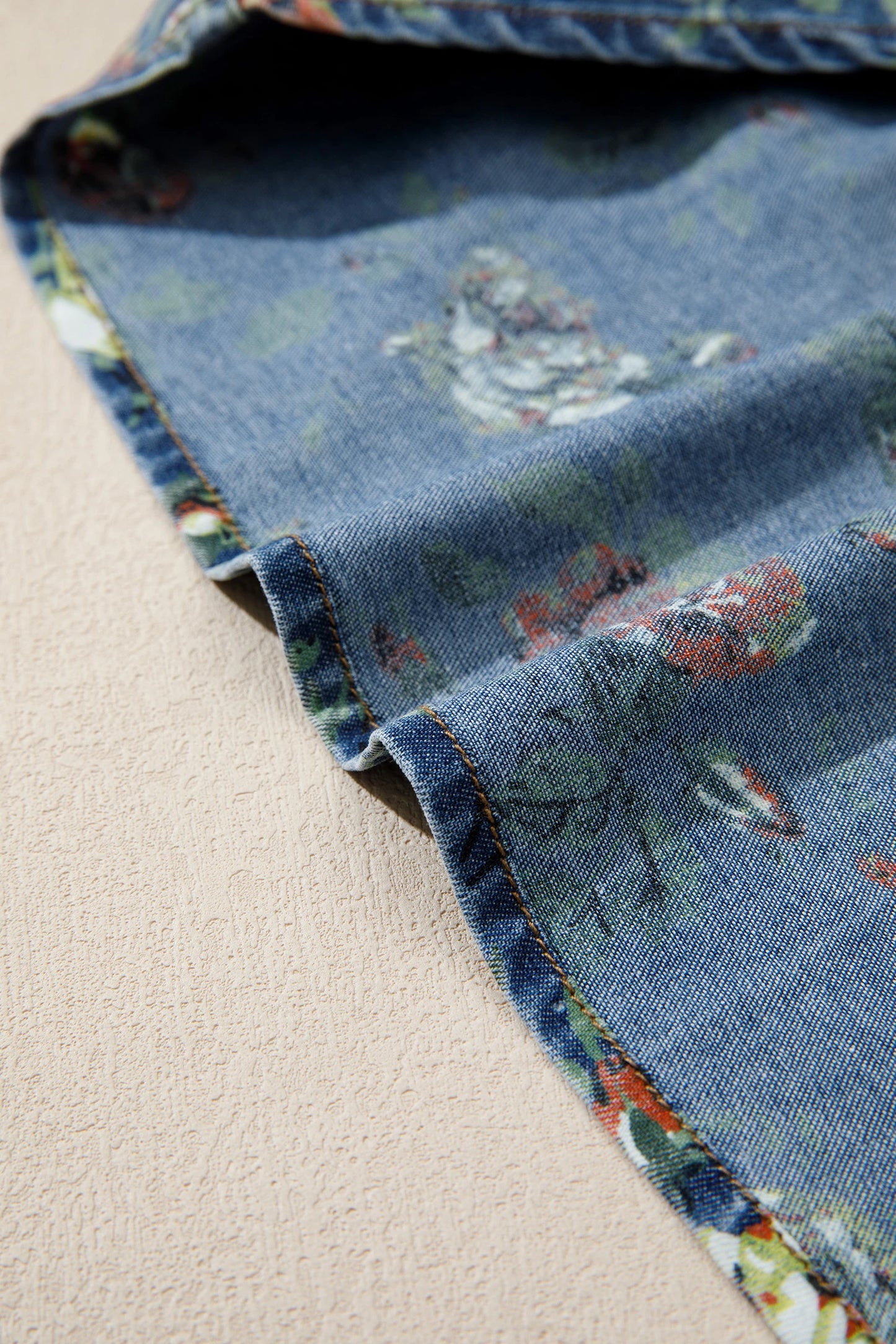 Casual Floral Denim Puff Sleeve Top | S-XL
