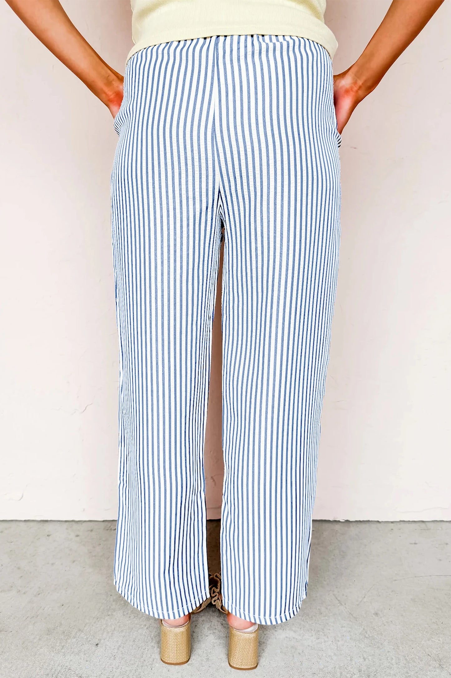 Stripe Print Drawstring Waist Ankle Pants | S-XL