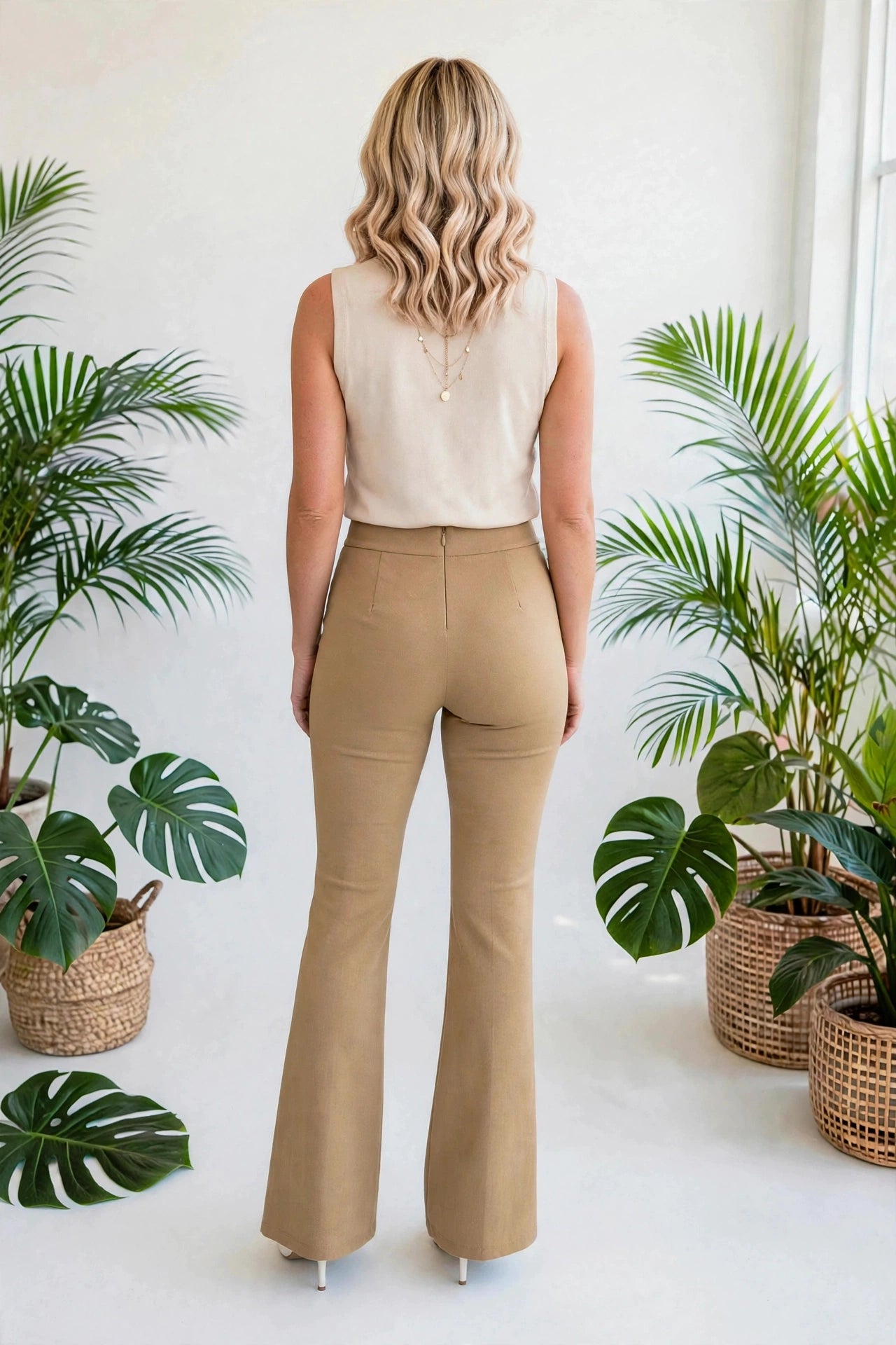 High-Waisted Regular Fit Full-Length Pants | S-XL