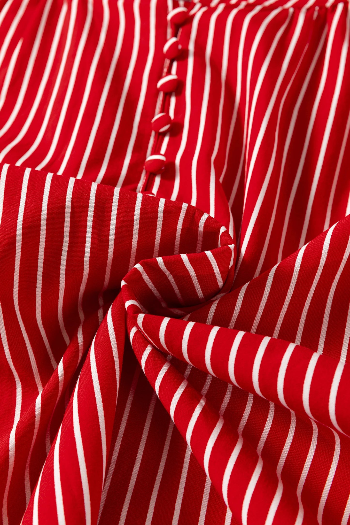 Short Puff Sleeve Stripe Ruffle Blouse | S-XL