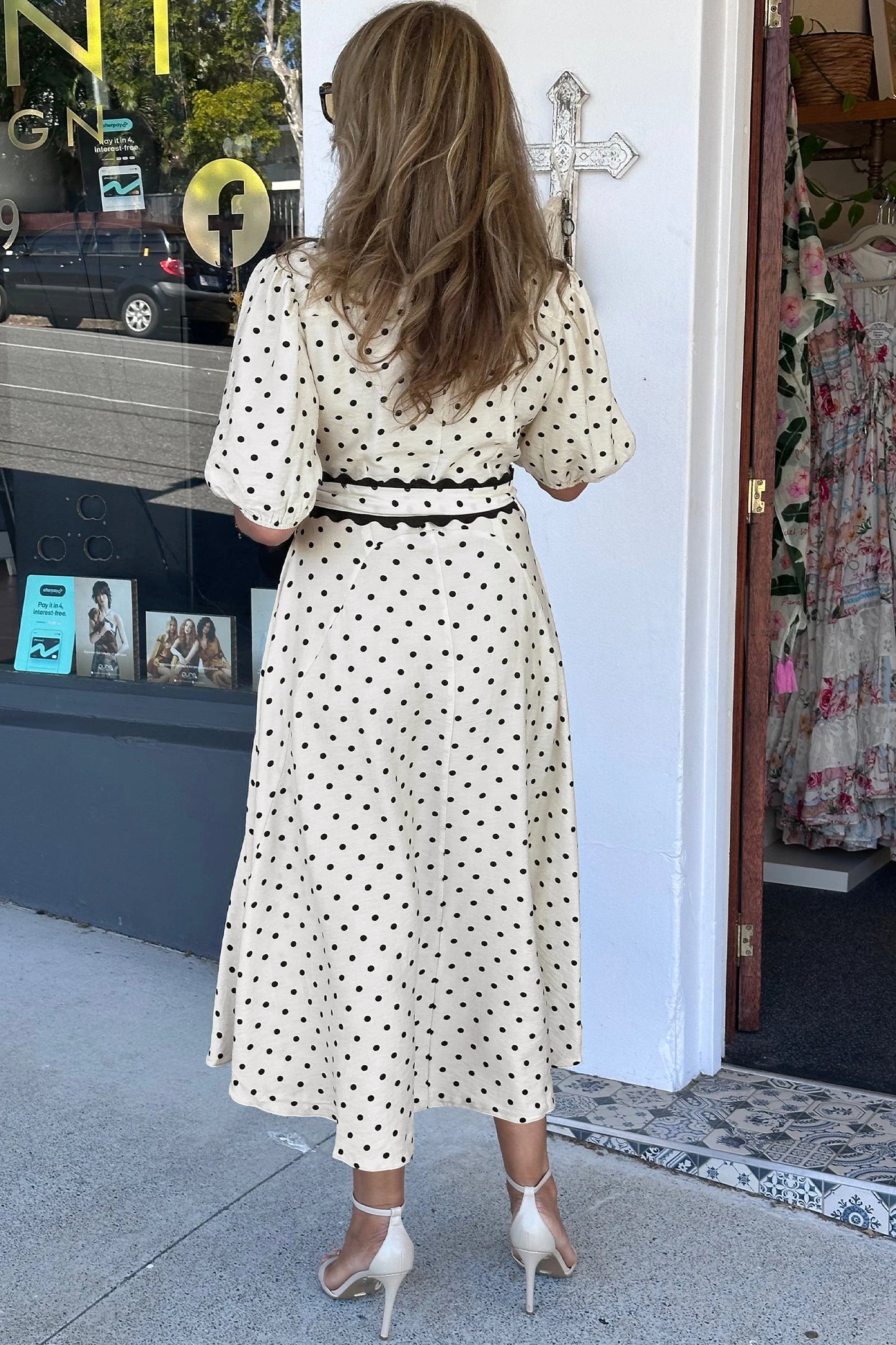 Parisian Polka Belted Midi Dress | S-XL