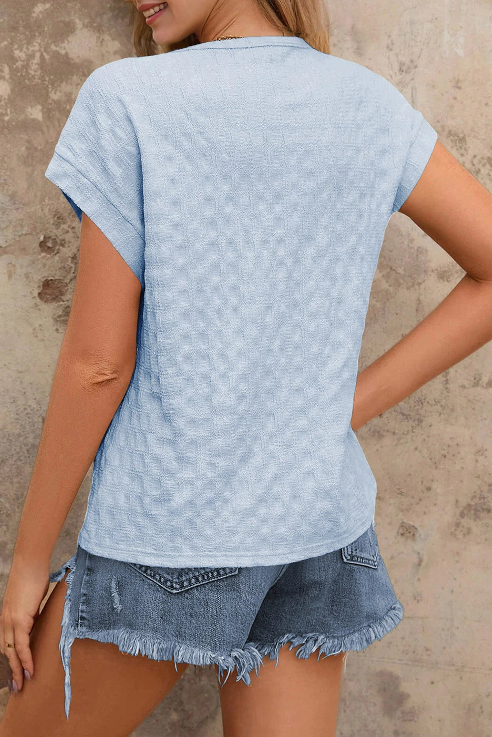 Color Textured Batwing Sleeve Top | S-XL