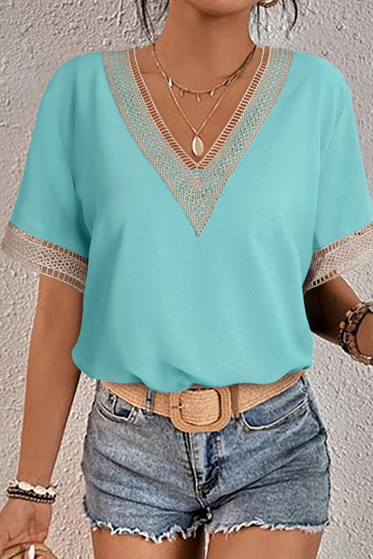 Delicate Lace Trim V-Neck Blouse | S-XL