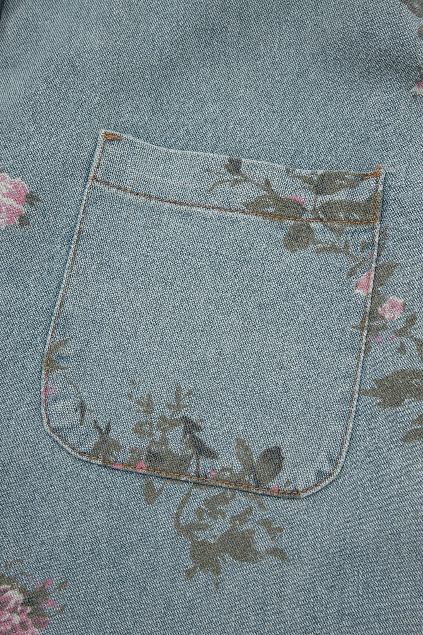 Pleated Floral High-Waist Wide-Leg Denim Jumpsuit | S-XL
