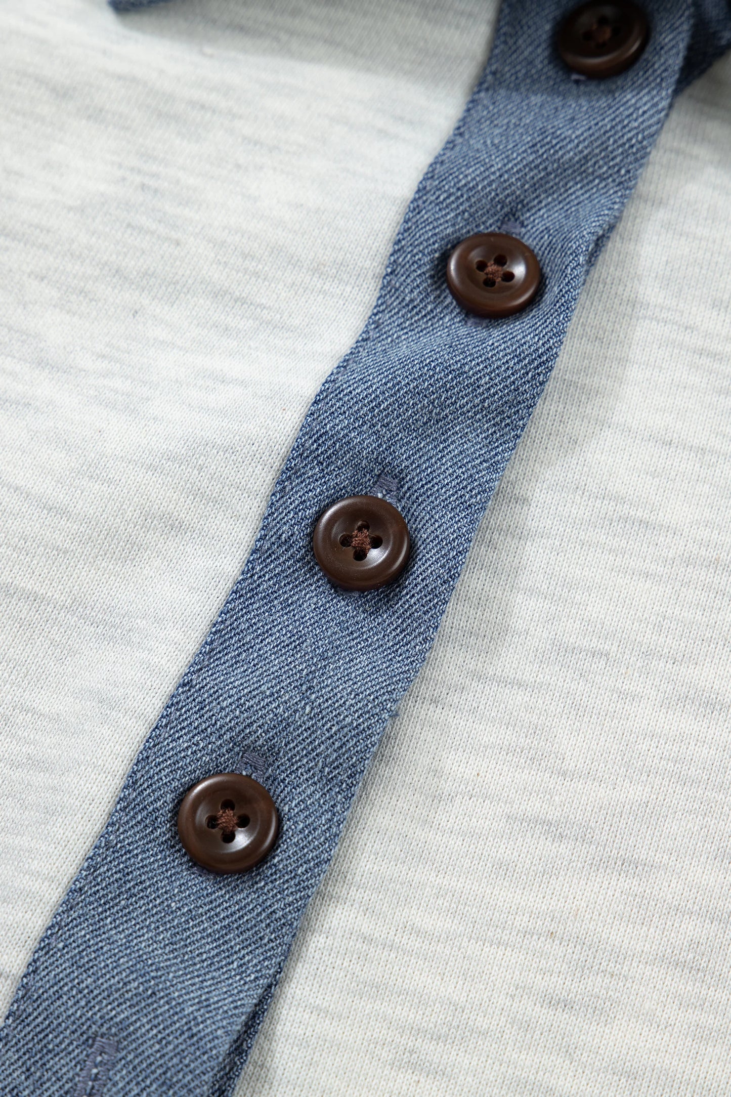 Denim Color Patchwork Polo Top | S-XL