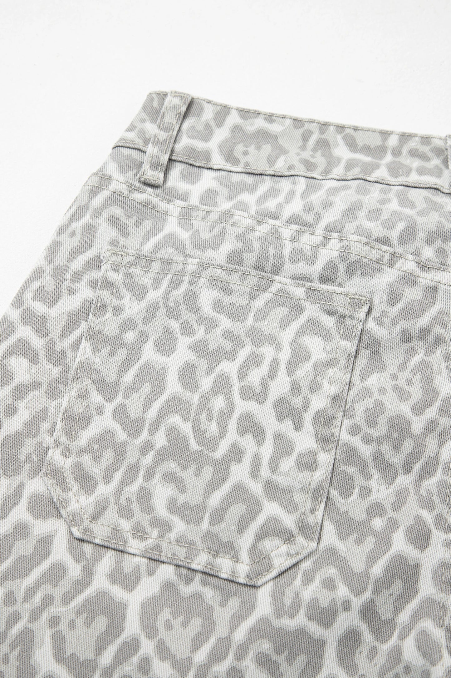High Waisted Leopard Wide Leg Jeans