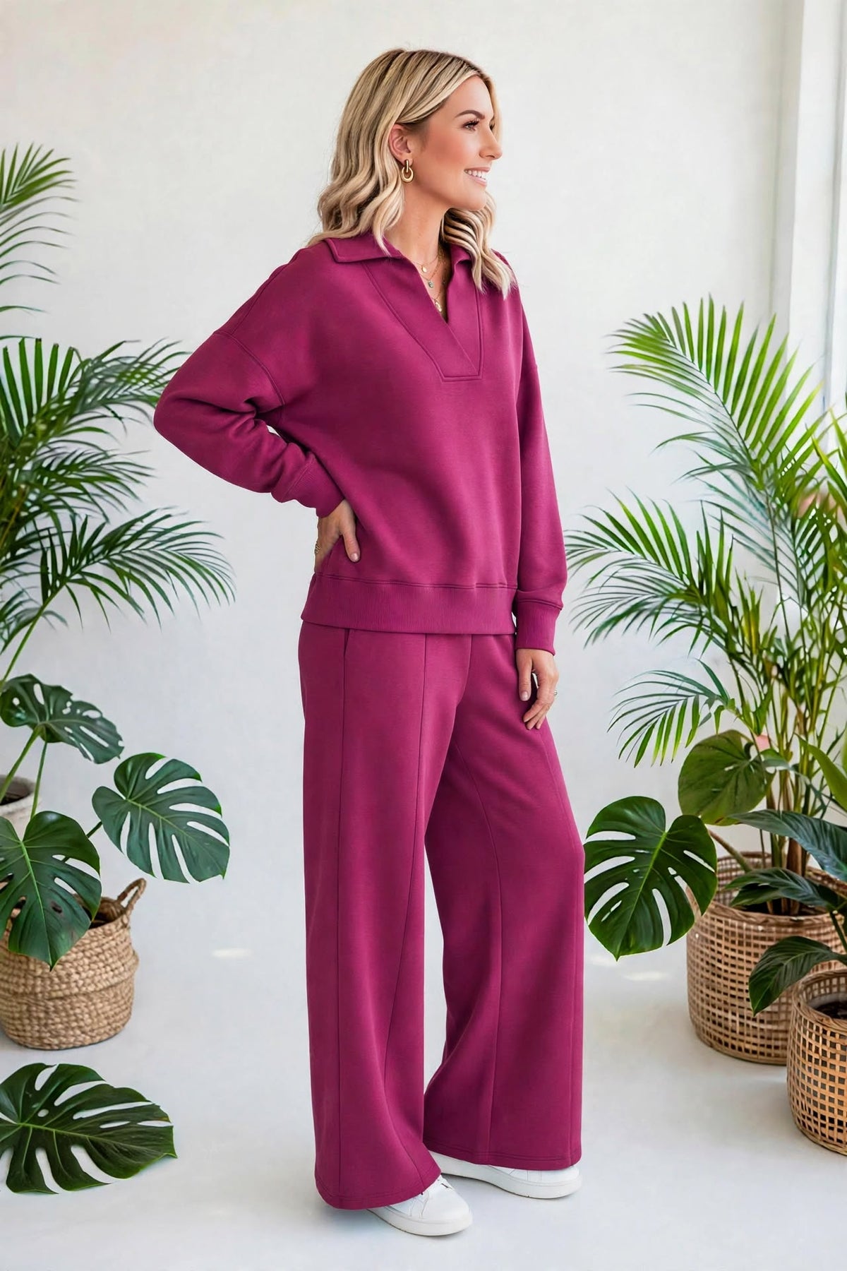 Cozy Scuba Collared Pullover & Pants Set
