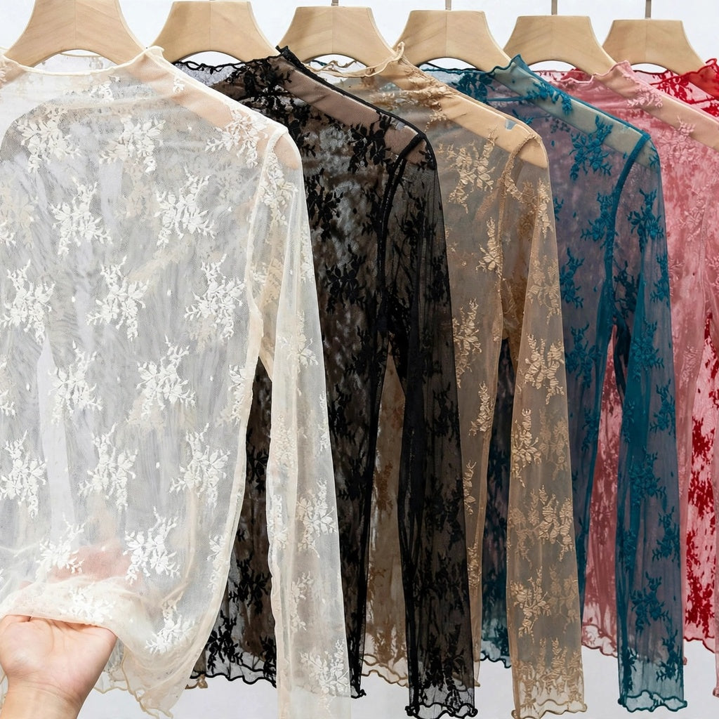 Autumn Bloom Sheer Lace Top | S-L