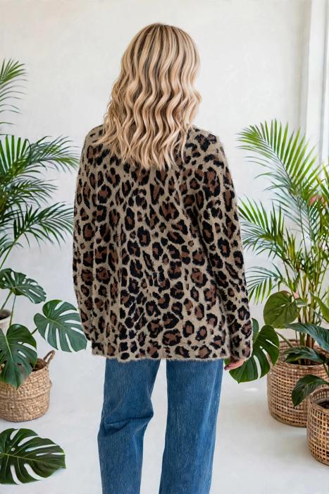 Leopard Print Open Front Cardigan | S-XL