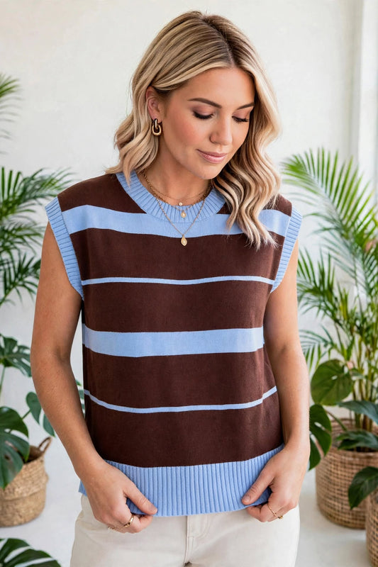 Classic Striped Short Sleeve Knit Top | S-XL