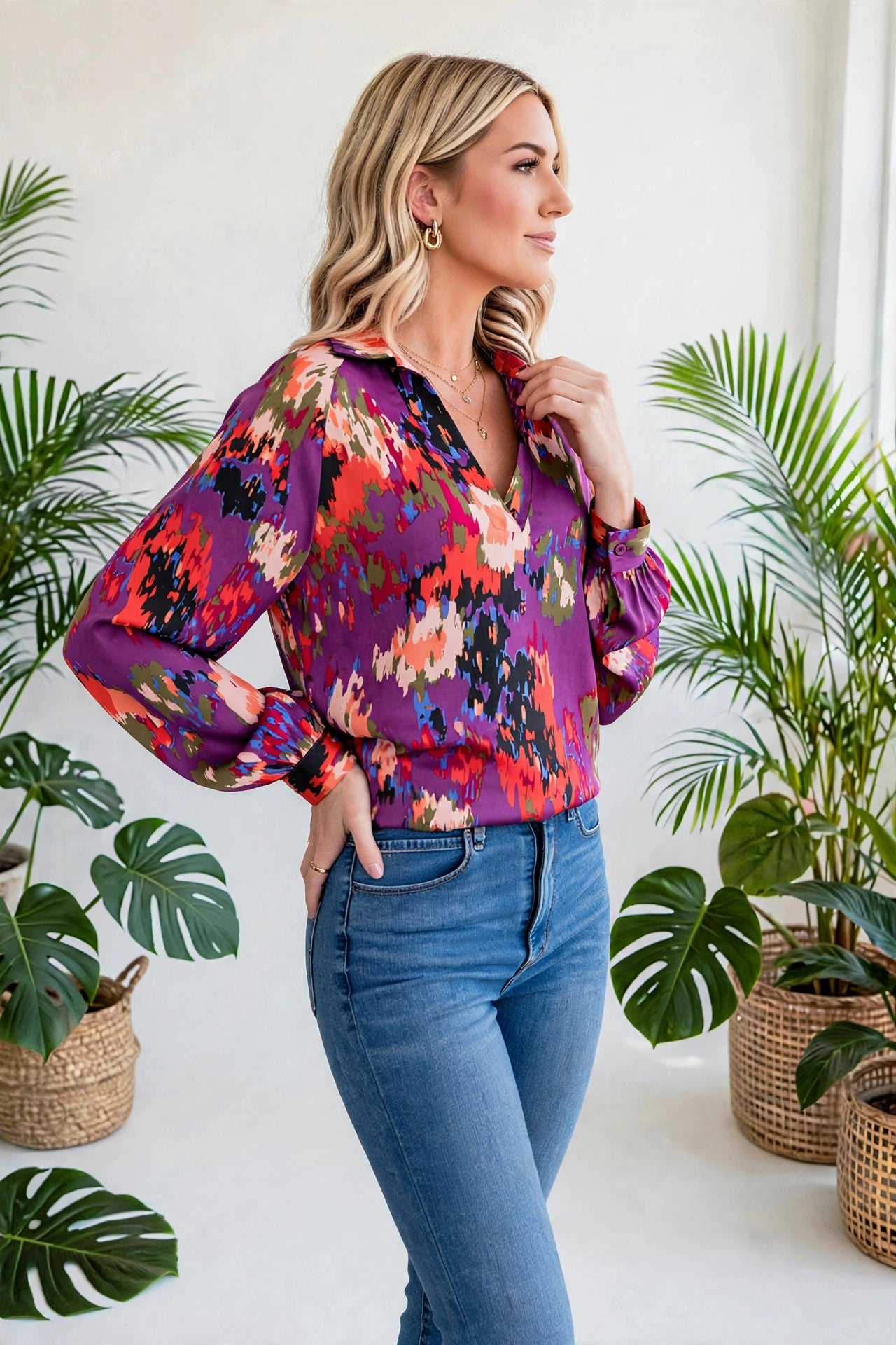 Graffiti Puff Sleeve Blouse