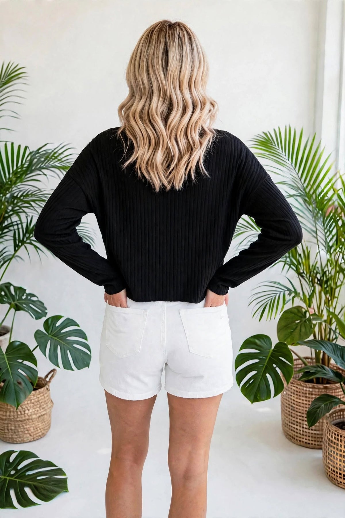 Casual Knit Long Sleeve Drop Shoulder Top